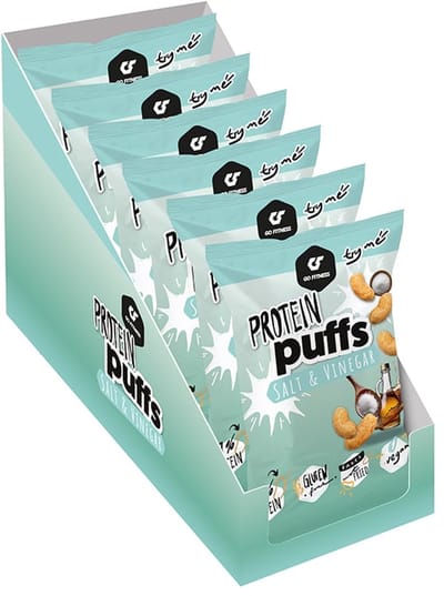 Protein Puffs - GO Fitness - eiwitrijke chips met smaak Salt & Vinegar (12x50g)