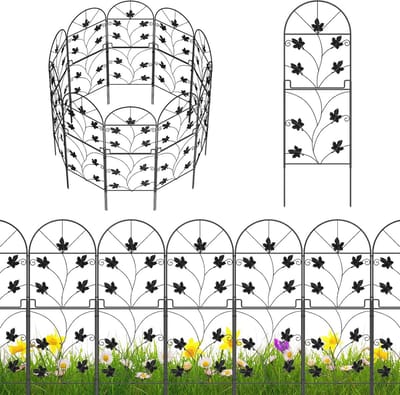 Decoratieve tuinomheiningspanelen - 10 stuks roestvrij metalen hekwerk, 96,5 cm hoog en 3 m lang