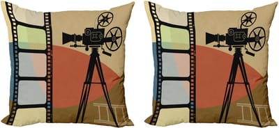 ABAKUHAUS Cinema Kussenhoezenset (2 stuks), abstract retro, 45 cm, veelkleurig