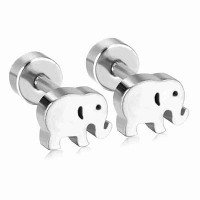 WeLoveSilver - chirurgisch stalen oorstekers - zilverkleurig - olifant