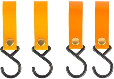 Allecto - Lederen S-haken - Multifunctionele haken - Karakteristiek design - Karamelkleur + koffiekleur - Ideaal voor kleding en handdoeken - Perfe...