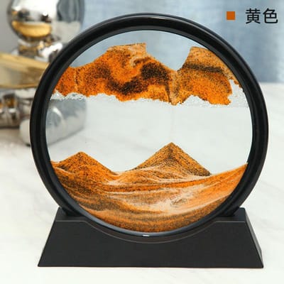 3D Bewegende Zand Kunst Foto Rond Glas Diepzee Zandlandschap Zandloper Drijfzand Ambacht Vloeiende Zand Schilderij Kantoor Woondecoratie Cadeau