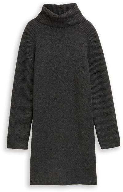 Tom Tailor Denim - Mini-jurk met col - Maat XL - Shale Grey Melange