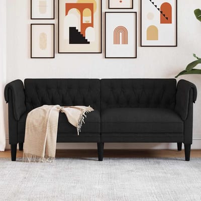 vidaXL - Tweezitsbank - Chesterfield-stijl - stof - zwart