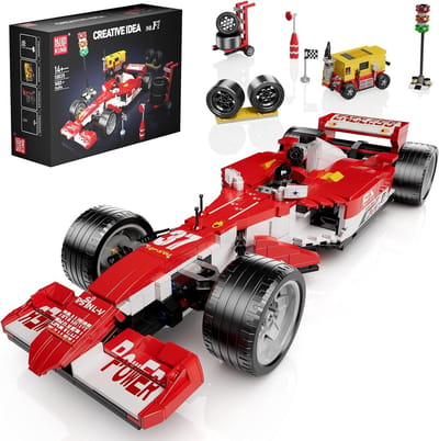 Mould King 10035 Formule 1 race auto met pitstop bouwset | Technische speelgoed voor volwassenen & kinderen | F1 racewagen geschikt voor jongens en meisjes | Bouwdoos met 1603 bouwstenen