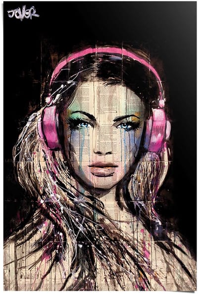 Poster Loui Jover - dj girl - 91,5 x 61 - Papier - REINDERS