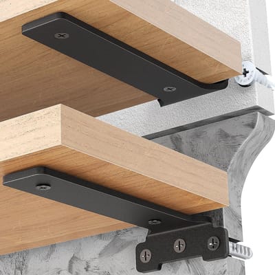 Allecto - Plankhouders - Sterke metalen plankdragers - Zwart - Draagkracht 70 kg - Ideaal voor thuis en kantoor - 10 cm