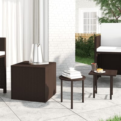 vidaXL - Tuinbijzettafels - 3 - st - poly - rattan - bruin