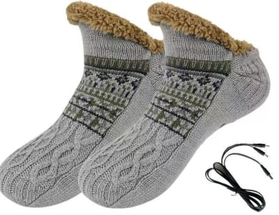 Verwarmde voetenwarmer，USB，thermo-wintersokken, kerstdesign, comfortabele stof, extra warmte, voor slaapkamer, kantoor, woonkamer, ontspanning, vakantie, Kerstmis, ochtend, avond