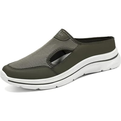 Chaussures d'été pour hommes Respirantes Creuses Chaussures décontractées pour un pied Semelle souple Pas de pieds fatigués Chaussures de papa Demi-pantoufles Vieux Pékin 44