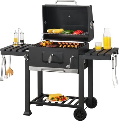 Houtskool BBQ Arnad met deksel 105x135x47,5 cm zwart casa.pro