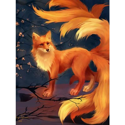Peinture diamant 5D à faire soi-même, broderie complète ronde en forme de renard Cool 20X30CM orange