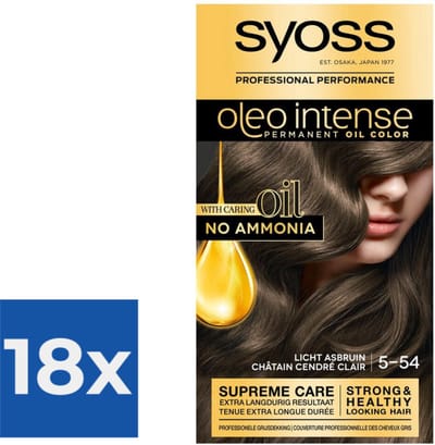 Syoss Oleo Intense - Haarverf - 5-54 - Licht Asbruin - 115ml x 18