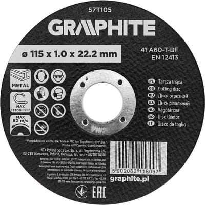 Graphite - Korund Snijschijf - 115x1.0x22.2 mm - Metaal - 41 A60-T-BF
