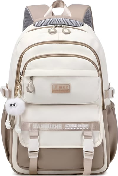 WoYoW® - Schooltas Meisjes Jongens 7-12 Jaar - Ruime Rugzak - Duurzaam Nylon - Basisschool Rugzak - Schoudertas Voor Kinderen - Khaki