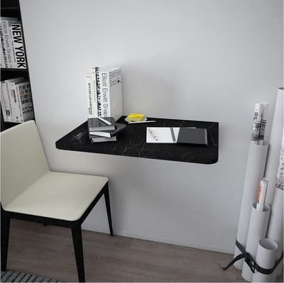 Nestly - Klaptafel - Bureau - Wandmontage - Zwart Marmer - 72x45 cm