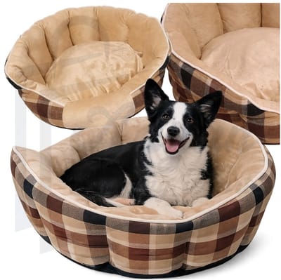 Hondenmand Zacht & Fluffy 55 cm – Comfortabel Hondenbed met Uitneembaar Kussen – Voor Kleine & Middelgrote Honden en Katten – Comfort Bed voor Hond & Kat –fluffy hondenmand –hondenmand klein –hondenbed rond – kattenmand zacht – 78984