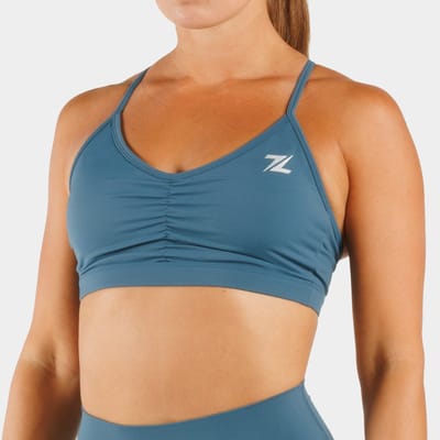 ZEUZ Dames Sport BH – Ruched Design – Fitness & Yoga - Blauw - XS