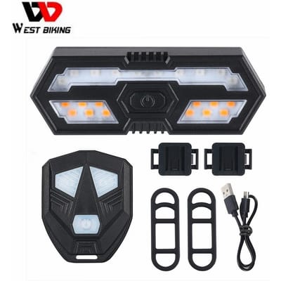 WEST BIKING 5m Afstandsbediening Fiets Achterlicht LED Richtingaanwijzer MTB Fietslicht Waterdicht USB Oplaadbaar veelkleurig
