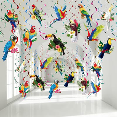 Tropische Vogels Decoraties voor Feestjes - Hawaiiaanse Swirl Folie Plafond Decor