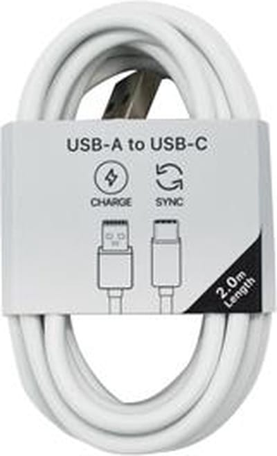 Musthavz to Go USB-A naar USB-C Kabel – 2 Meter – Wit – Snellaad- en Datakabel