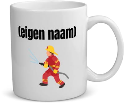 Akyol - brandweerman koffiemok - theemok - Brandweer - iemand die werkt bij de brandweer - met eigen naam - leuk cadeau voor iemand die bij de brandweer werkt - cadeau - kado - 350 ML inhoud