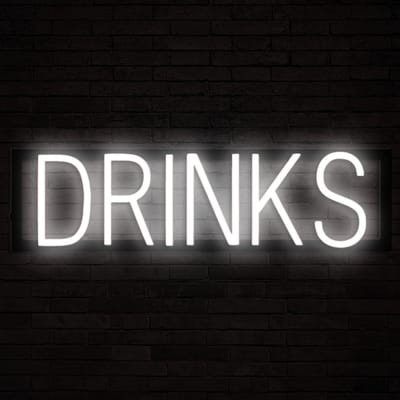 DRINKS - Lichtreclame Neon LED bord verlicht | SpellBrite | 55,75 x 16 cm | 6 Dimstanden & 8 Lichtanimaties | Reclamebord neon verlichting