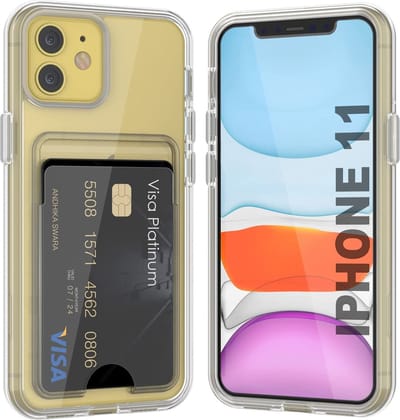 Casemania Hoesje Geschikt voor Apple iPhone 11 - Transparant - Siliconen Back Cover met Kaarthouder