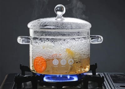 Omgoods - 1.5 Liter Transparante Glazen Kookpot met Deksel