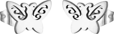 Fako Bijoux® - Oorbellen - Steker - RVS - Stainless Steel - Vlinder - Zilverkleurig