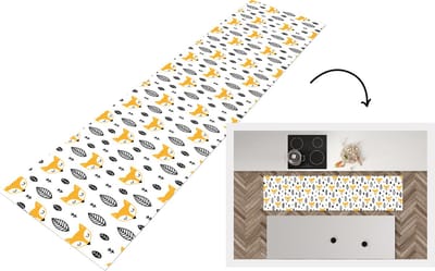 Keukenloper - Loper keuken - Vos - Scandinavisch - Kinderen - Bladeren - Patronen - 200x50 cm - Keukenloper vinyl
