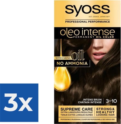 Syoss Oleo Intense - Haarverf - 3-10 - Intens Bruin - 115ml x 3