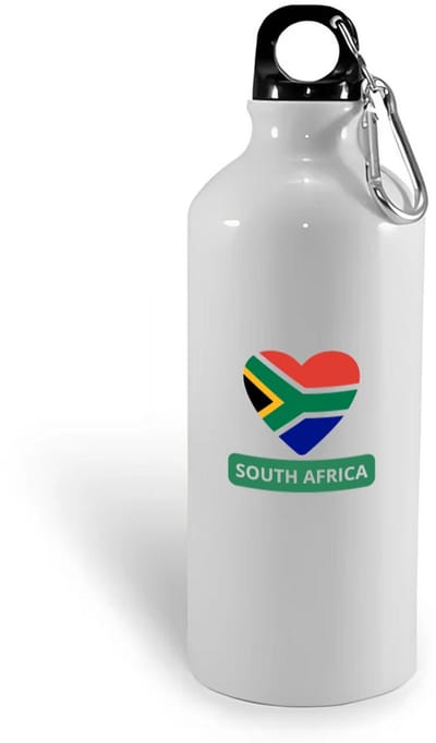 Hacebo® - Zuid afrika vlag hartje waterfles - Zuid afrika - reizigers - toerist - verjaardagscadeau - souvenir - vakantie - kado - water fles - 400ML