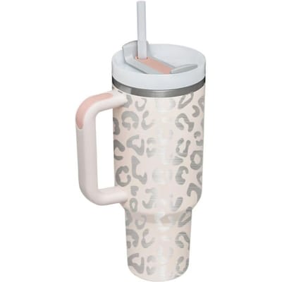 40oz Isolatiebeker met Rietje en Handvat Draagbare Auto Roestvrijstalen Waterfles Grote Capaciteit Reizen BPA-vrij Thermische Mok 1200ml gray