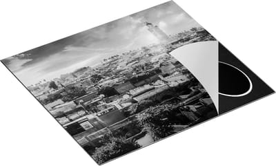 Chefcare Inductie Beschermer Medina van Marrakesh in Marokko - Zwart Wit - 60x50 cm - Afdekplaat Inductie - Kookplaat Beschermer - Inductie Mat
