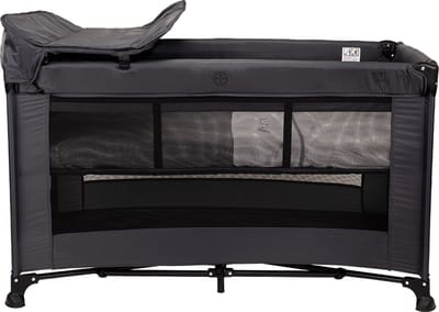 Novi Baby Kiki Luxe - Campingbed - Donker Grijs - reisbed - Inclusief transporttas - Inclusief verschoonblad - Inclusief bodemverhoger