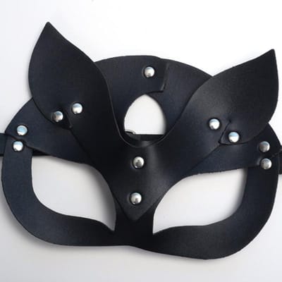 Vrouwen Half Gezicht Kat Rollenspel Masker, Leer Materiaal, Halloween Feest Spel Oog Decoratie Masker