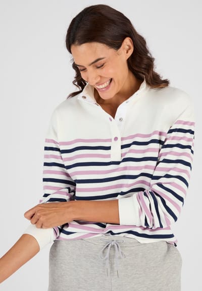 Damart - Sweater in marinière-stijl - Dames - Wit - S