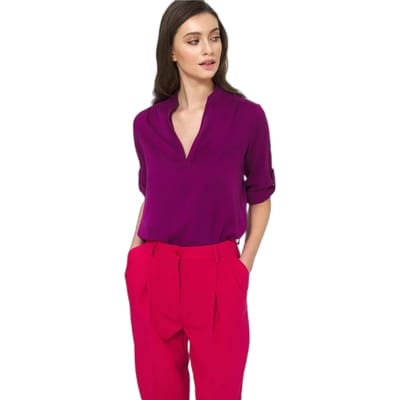 Viskose blouse met opgerolde mouwen voor dames Nife