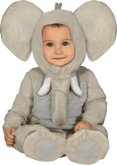 Fiestas Guirca - Jumpsuit Olifant - 12-18 maanden - Carnavalskleding - Carnaval - carnavalskleding 2027 - Carnaval kostuum