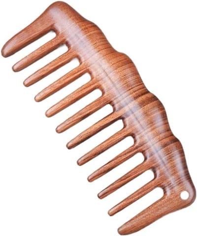 Houten Kam - Grof Tand Kam - Haar Ontklitten - Meridian Massage - 3 x 2 x 1 cm - Roodbruin