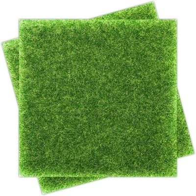 Mini kunstgras - Grastapijt tegels - Doe-het-zelf decoratie - Milieuvriendelijk materiaal - 15 x 15 cm - Groen