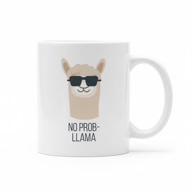 330ml No Prob-Llama Mok – Grappige Lama Koffiebeker met Zonnebril Design – Leuk Cadeau voor Vrienden, Kantoor & Dierenliefhebbers