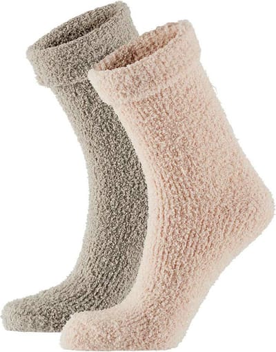 Apollo Dames/meisjes bedsokken/huissokken Soft Touch - 2x pak - roze/grijs - maat 36-41