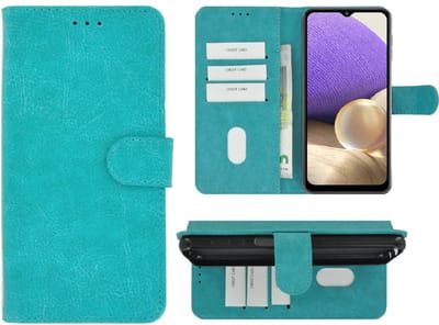 Hoesje Geschikt voor Samsung Galaxy A22 5G - 5G - Bookcase - Pu Leder Wallet Book Case Turquoise Cover