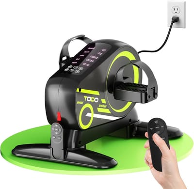SnelShoppen - Elektrische Pedaltrainer voor Senioren met 12 Snelheden, Mini Heimtrainer met Automatische en Handmatige Modus, 6 Weerstandsniveaus, Bei