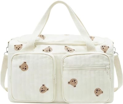 Ruime luiertas voor moeders, multifunctionele babytas, katoenen reistas, ideaal voor geboorte en onderweg, 48 × 22 × 26 cm