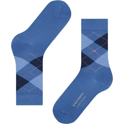 Burlington Marylebone gedessineerd wol sokken dames blauw - maat 36-41