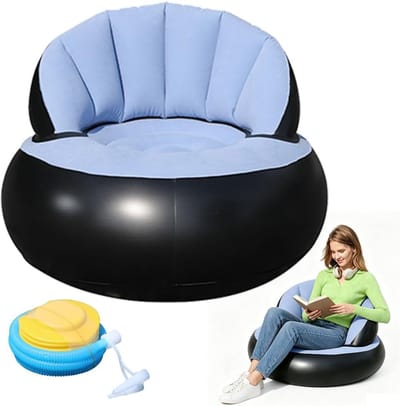 SNJY® Opblaasbare Bank - Opblaasbare Zetel - Opblaasbare Stoel - Sofa - 77D x 77B x 58H cm - Zwart/Blauw