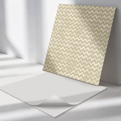 Wallfluent Vinyl Tegels - Zigzags op De textuurAchtergrond Vloer Tegels PVC - 30 cm x 30 cm - Beige PVC Tegels - 9 stuks - Vierkant PVC Tegels - Patroon Plaktegels - Zelfklevende PVC Tegels - Plaktegels Keuken en Badkamer